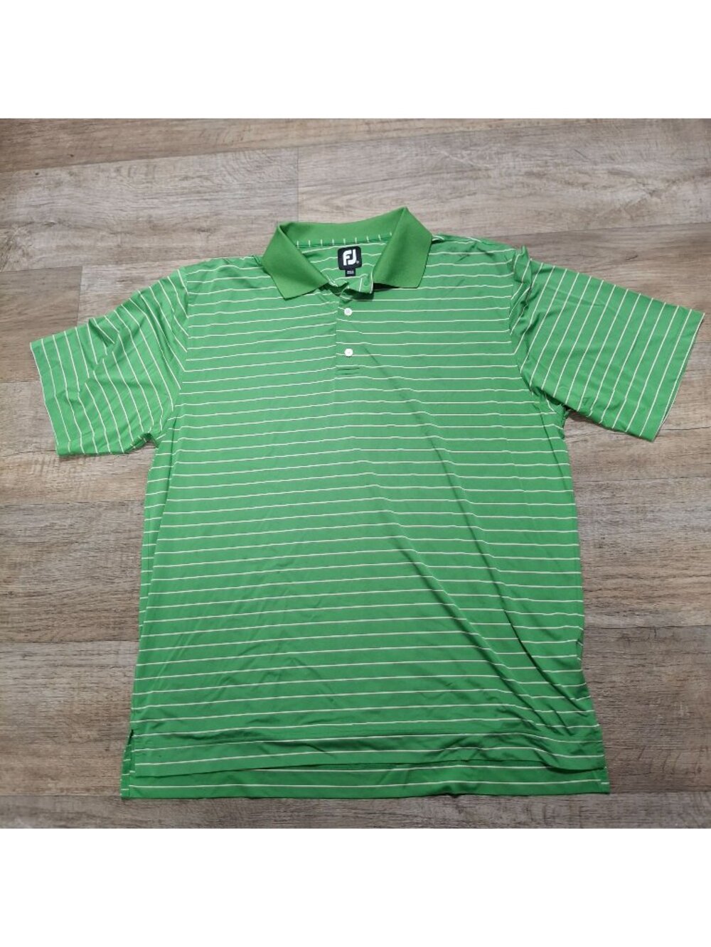 FootJoy Green Striped Polo Shirt XL Mens Golf Performance Top Polyester Spandex
